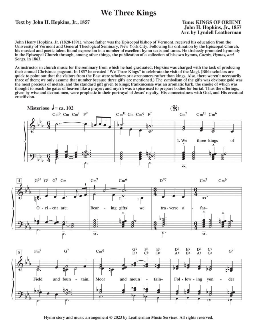 We Three Kings Piano, Vocal, Guitar scores gallery preview page 1