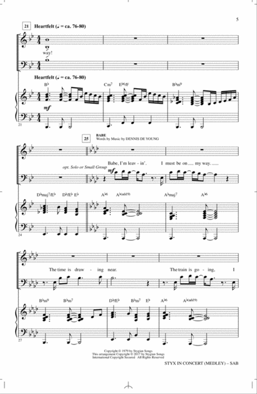 Styx In Concert (Medley) 3-Part scores gallery preview page 4