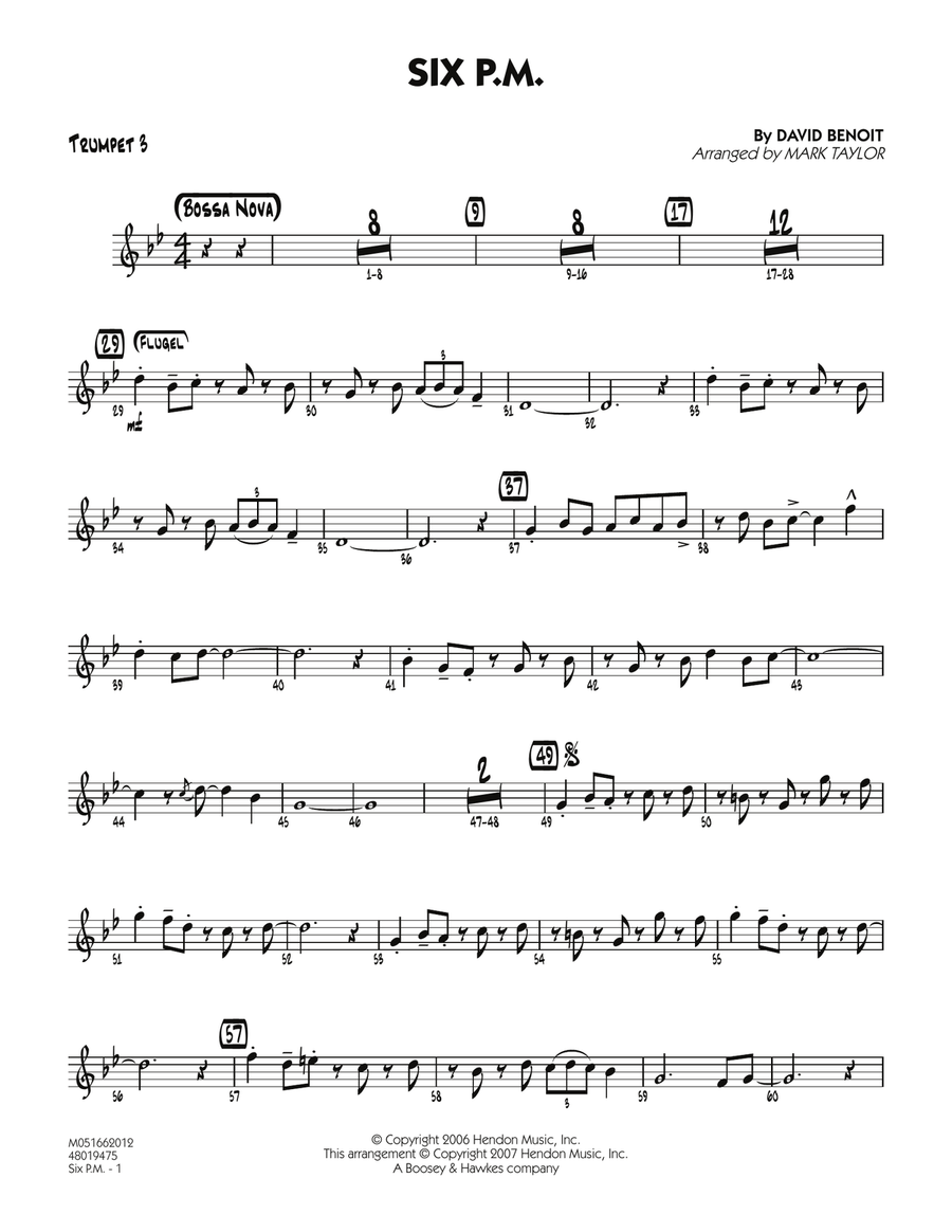 Six P.M. - Trumpet 3 Jazz Ensemble scores gallery preview page 1