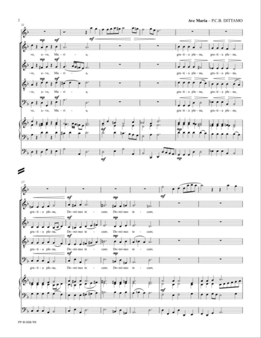 Ave Maria (SATB Choir, Bb/C Treble Instrument, Organ) 4-Part scores gallery preview page 2