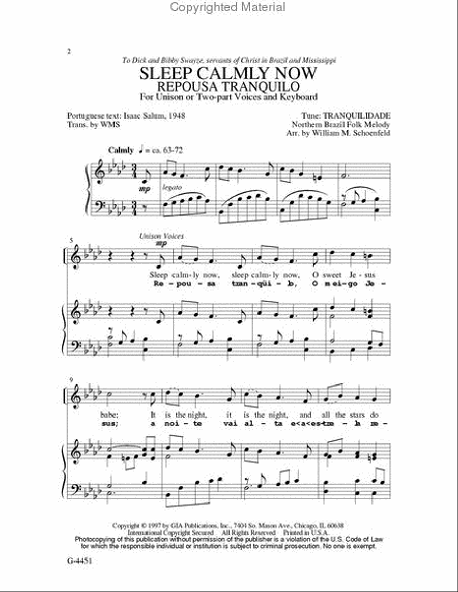 Sleep Calmly Now Sleep Calmly Now Unison Choir scores gallery preview page 2