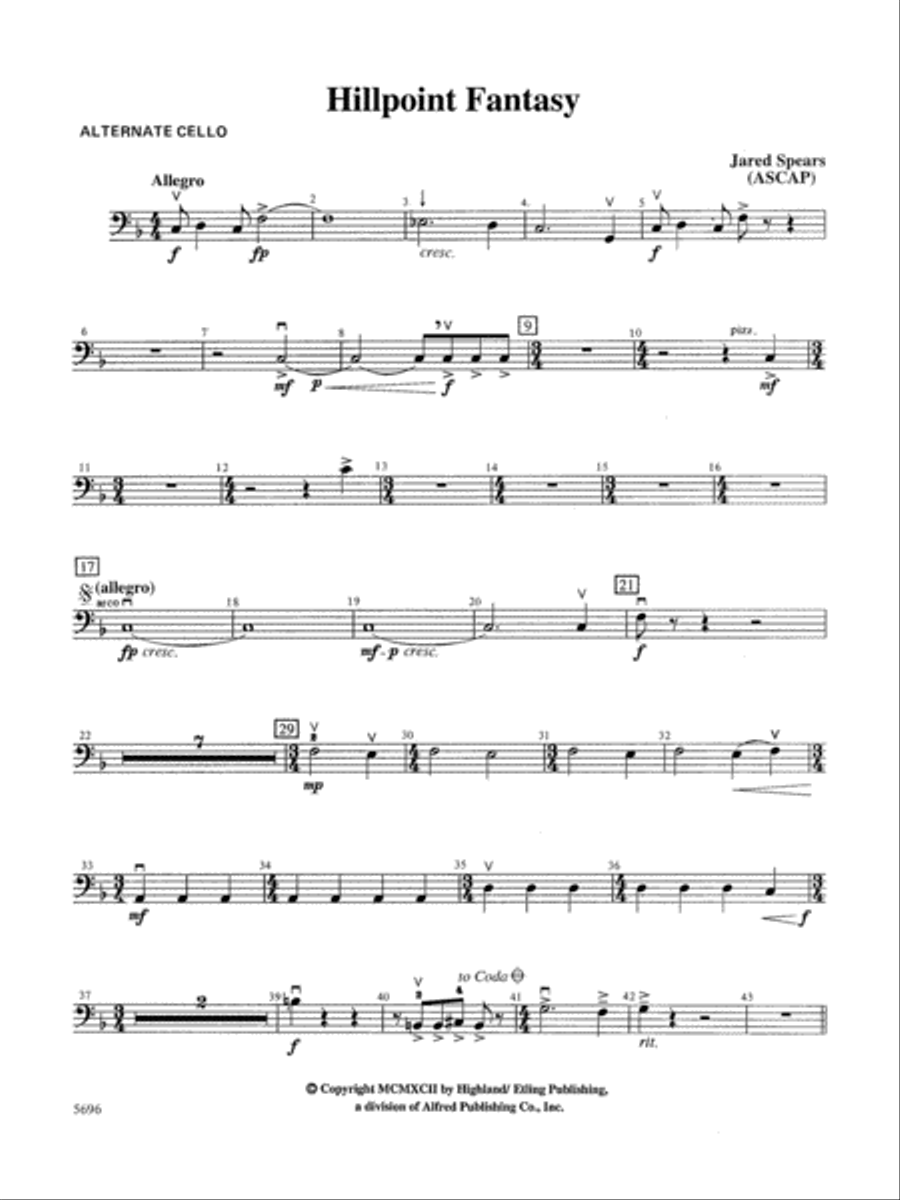 Hill Point Fantasy (Overture for Orchestra): Alternate Cello Full Orchestra scores gallery preview page 1