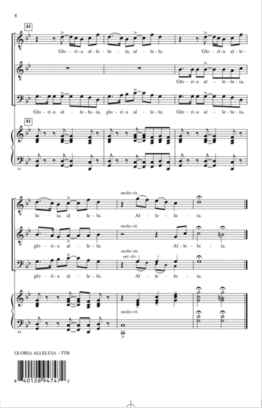 Gloria Alleluia TTBB scores gallery preview page 7