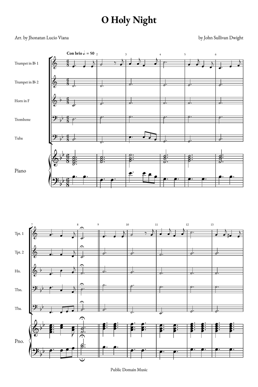 O Holy Night Small Ensemble scores gallery preview page 1