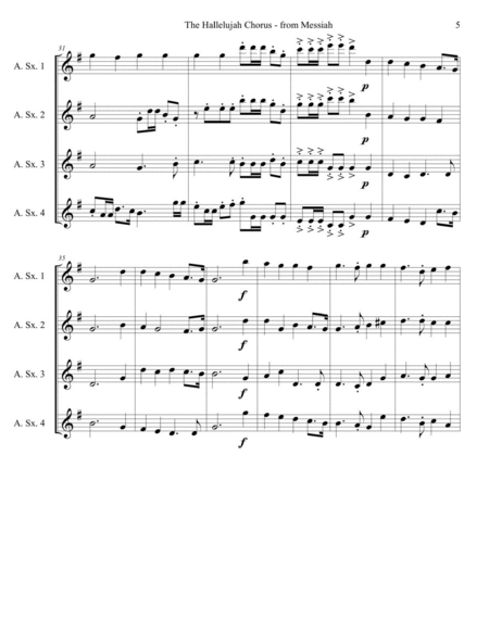 The Hallelujah Chorus - from Messiah for 4 alto saxophones