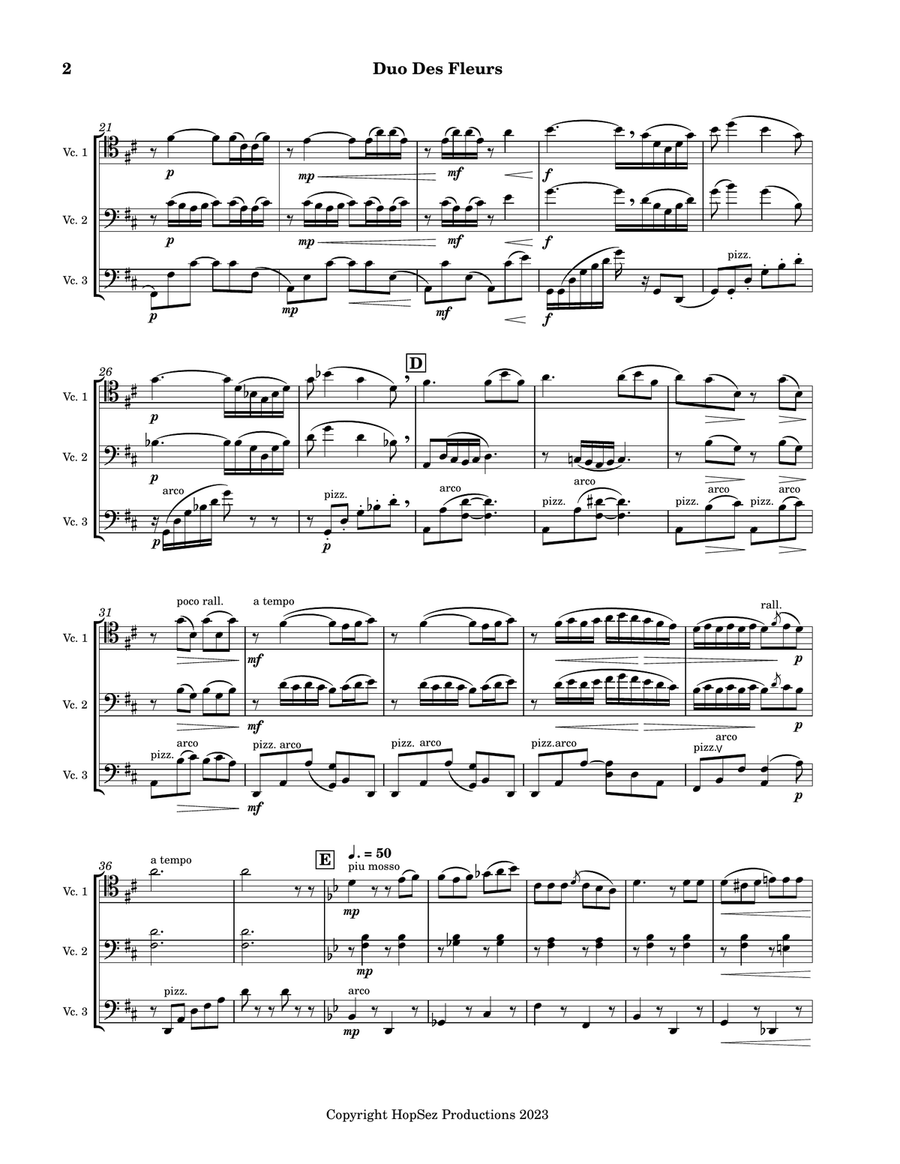 Duo Des Fleurs - Cello Trio String Trio scores gallery preview page 2