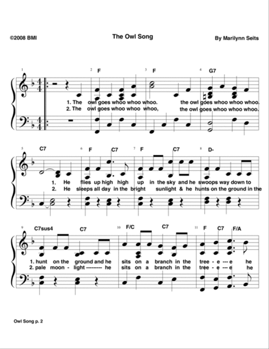 Owl Song Owl Song Voice scores gallery preview page 2