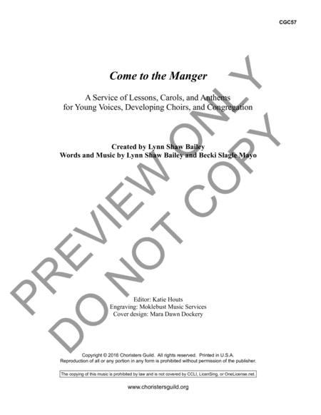 Come to the Manger (A Service of Lessons and Carols)