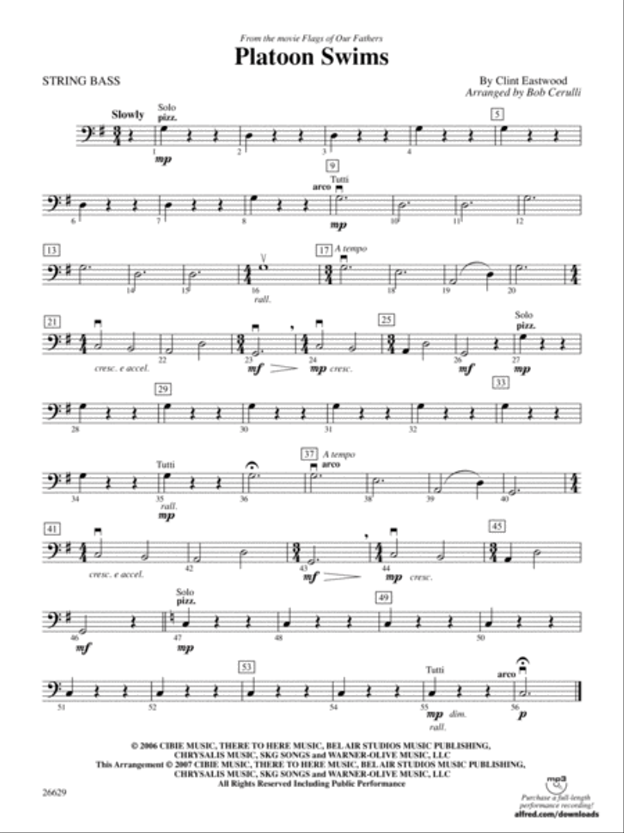Platoon Swims (from Flags of Our Fathers): String Bass String Orchestra scores gallery preview page 1