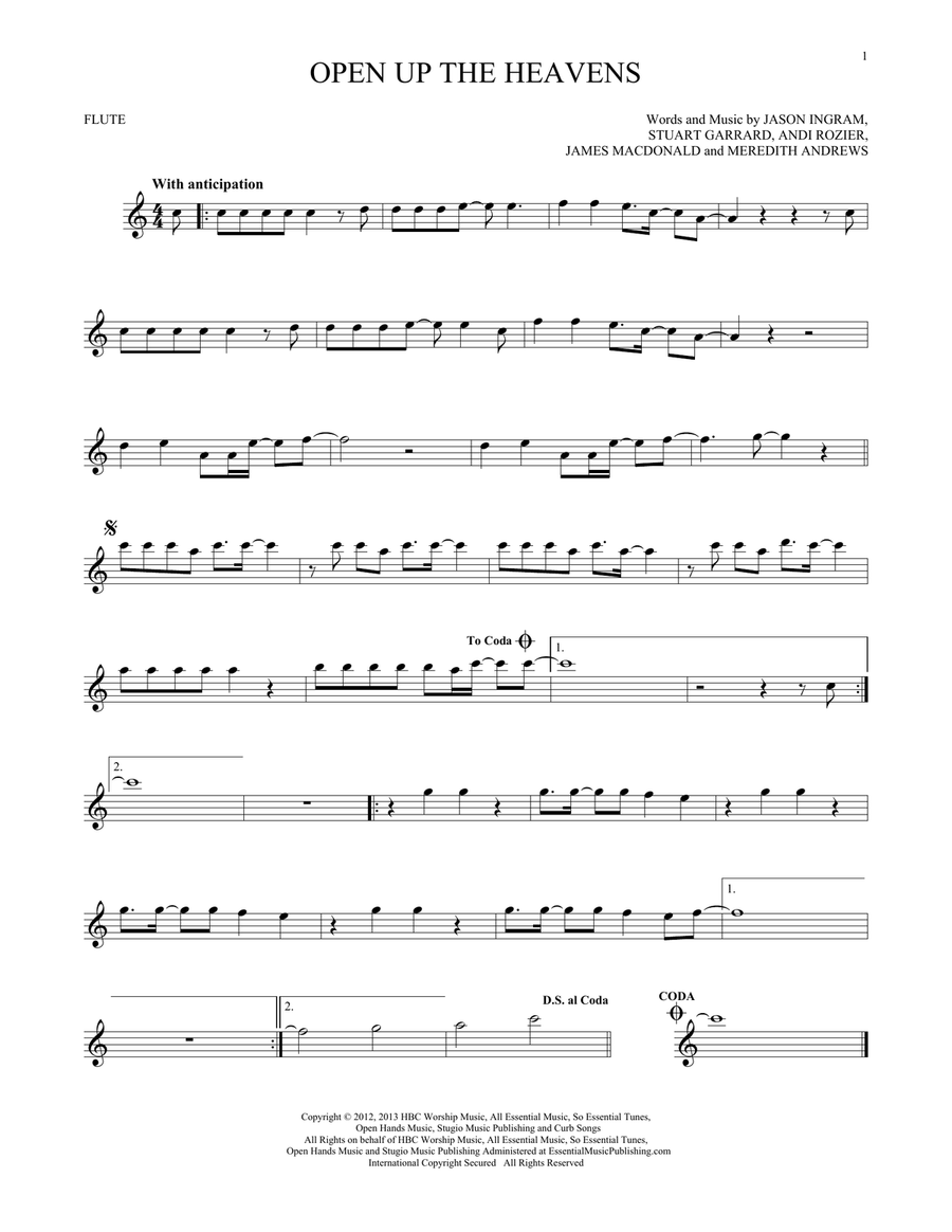 Open Up The Heavens Flute Solo scores gallery preview page 1