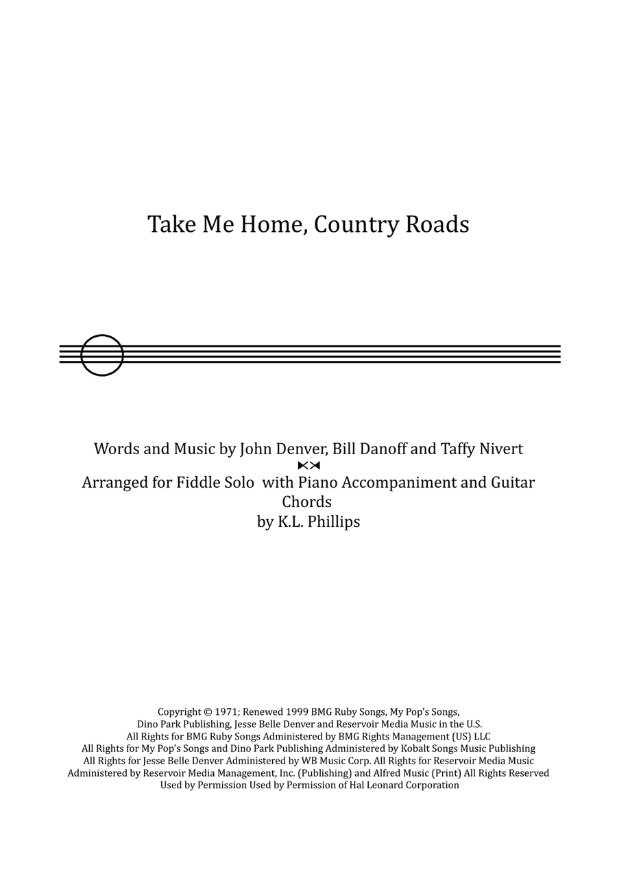 Take Me Home, Country Roads Violin Solo scores gallery preview page 1