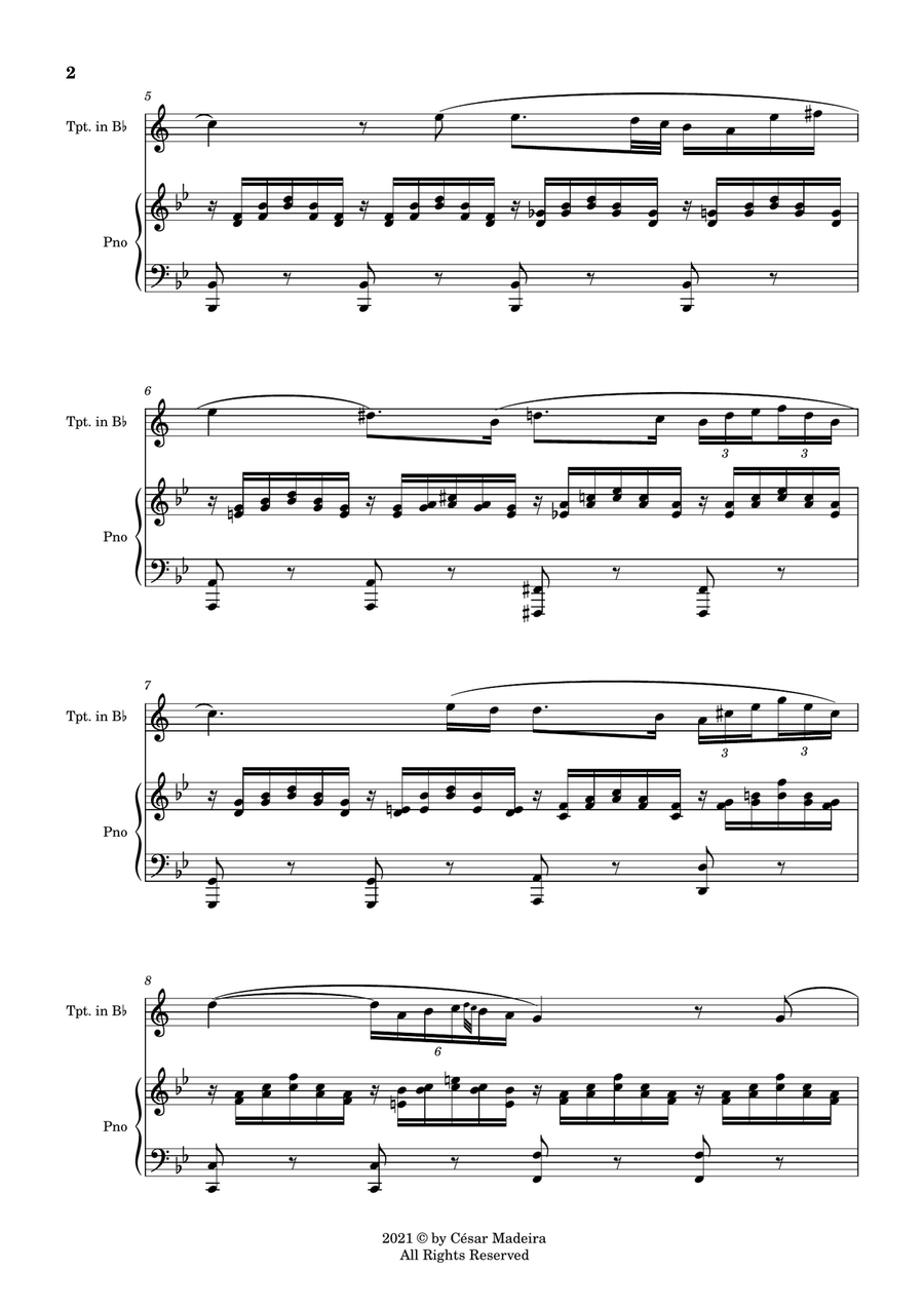 Ave Maria by Schubert - Bb Trumpet and Piano (Full Score) B-Flat Trumpet scores gallery preview page 3