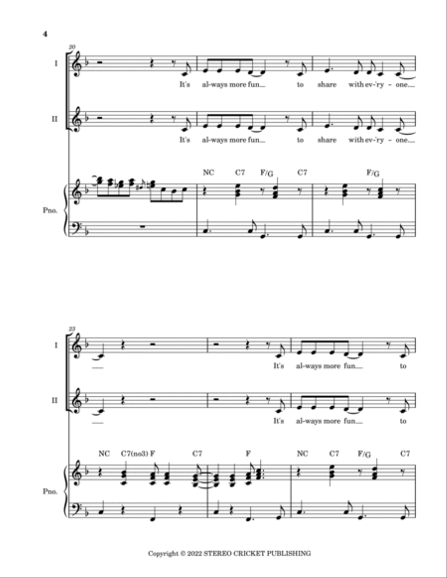 The Sharing Song Unison Choir scores gallery preview page 5