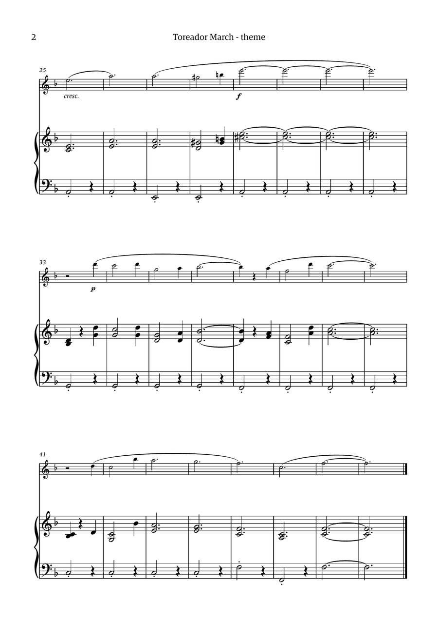 Toreador March (from the opera Carmen) - easy version Chamber Music scores gallery preview page 2