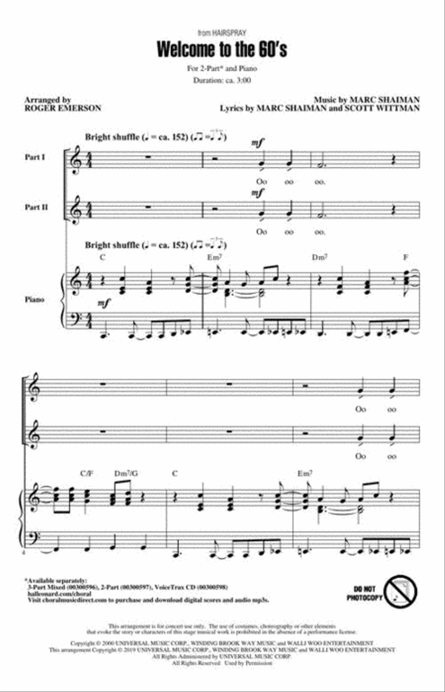 Welcome To The 60's (from Hairspray) 2-Part scores gallery preview page 4