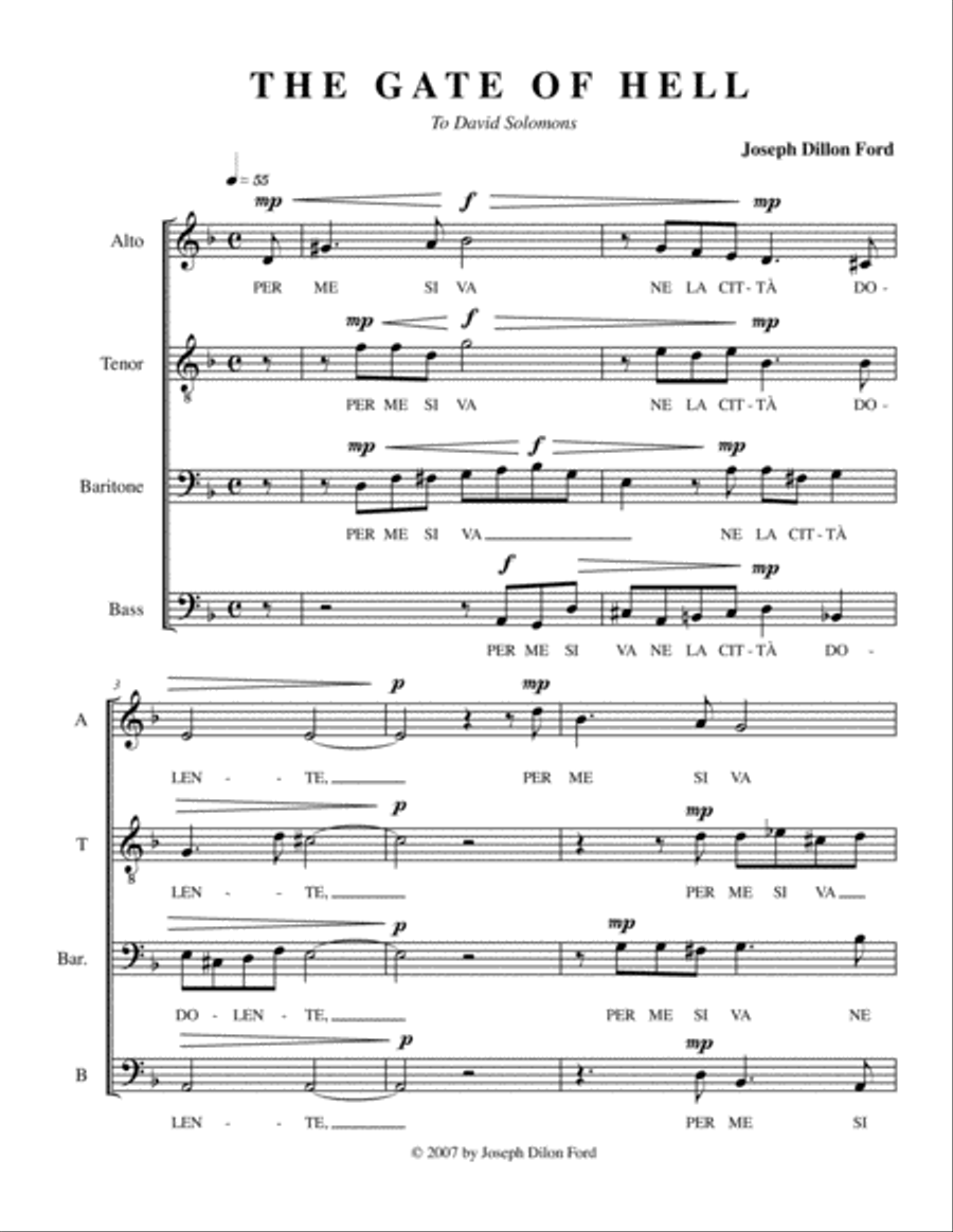 The Gate of Hell for men's choir (ATBarB) Men's Choir scores gallery preview page 1