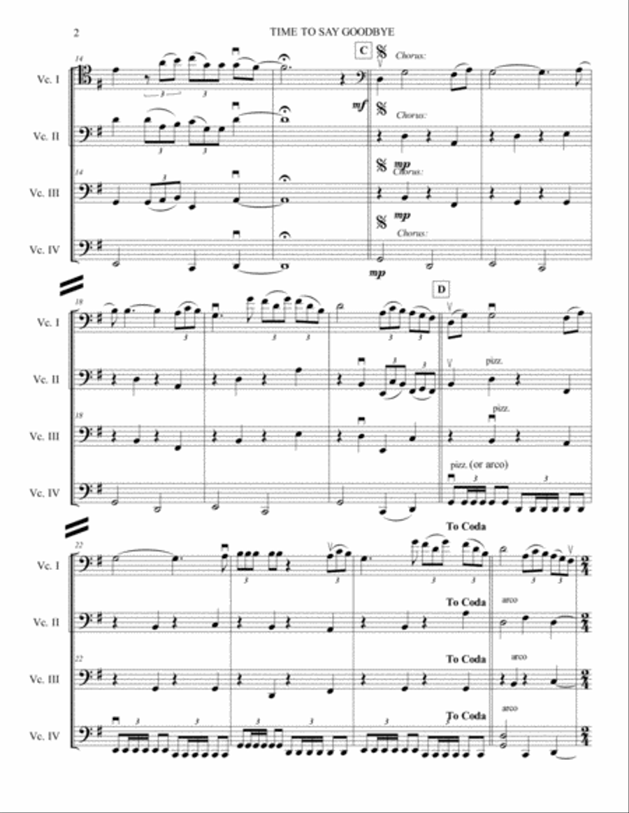 Time To Say Goodbye String Quartet scores gallery preview page 2