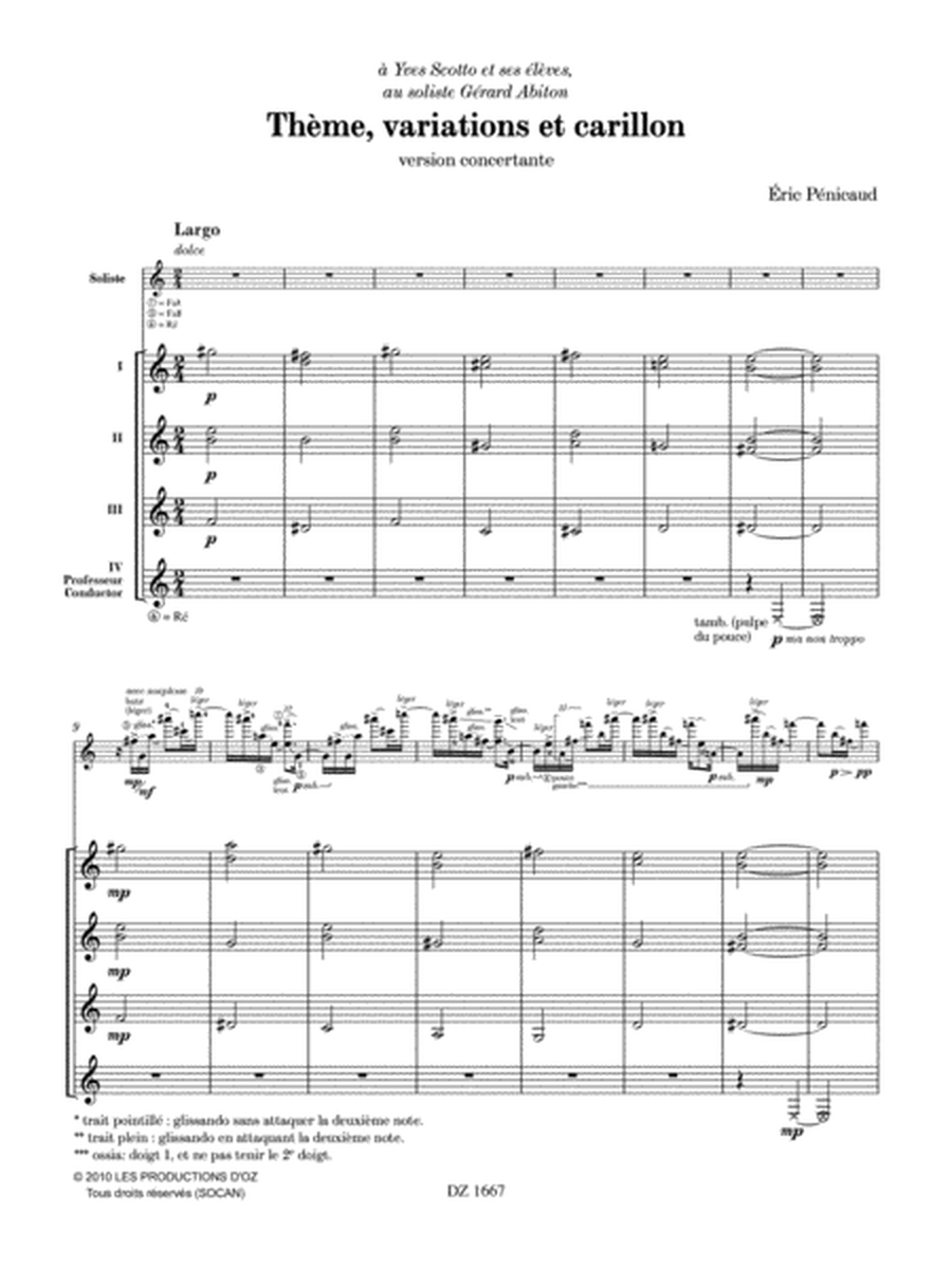 Thème, variations et carillon (version concertante)