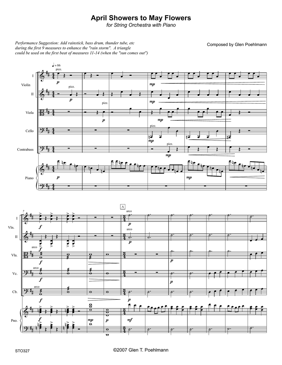APRIL FLOWERS TO MAY SHOWERS - Elementary STRING ORCHESTRA. Original composition. Grade 1.5 String Orchestra scores gallery preview page 1