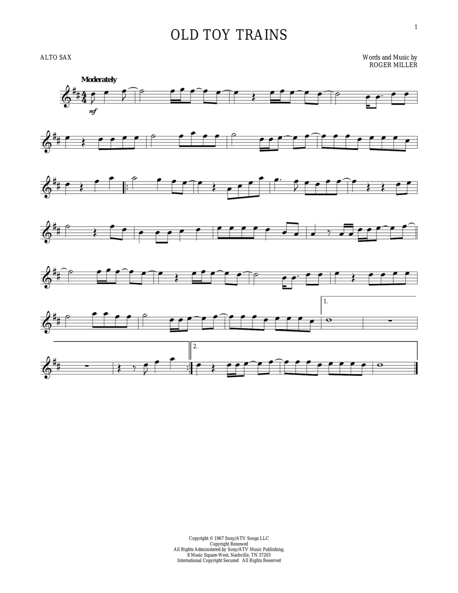 Old Toy Trains Alto Saxophone scores gallery preview page 1