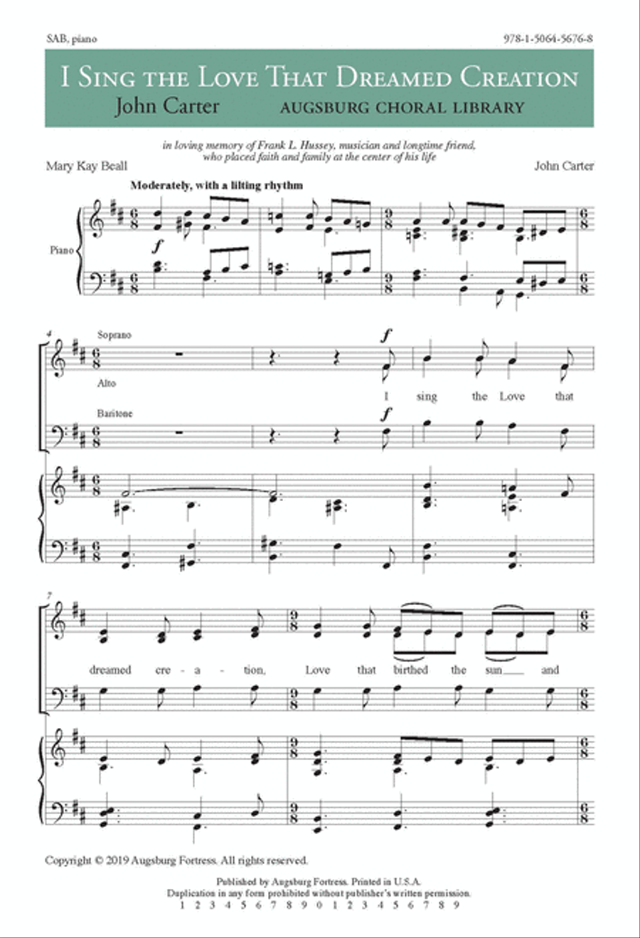 I Sing the Love That Dreamed Creation 3-Part scores gallery preview page 1