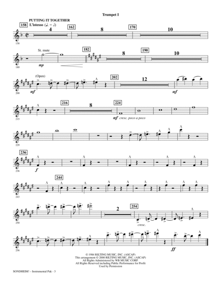Sondheim! A Choral Celebration (Medley) (arr. Mac Huff) - Bb Trumpet 1