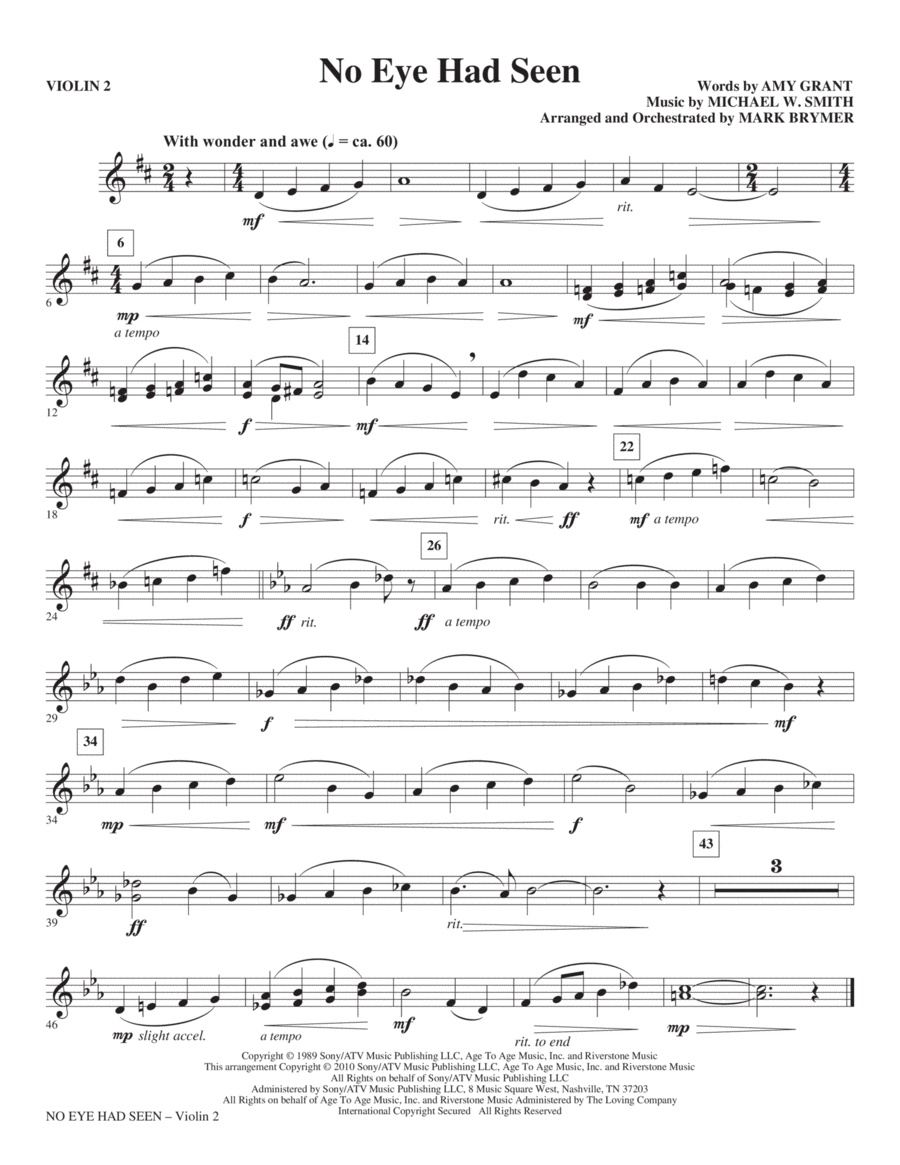 No Eye Had Seen - Violin 2 Choir scores gallery preview page 1