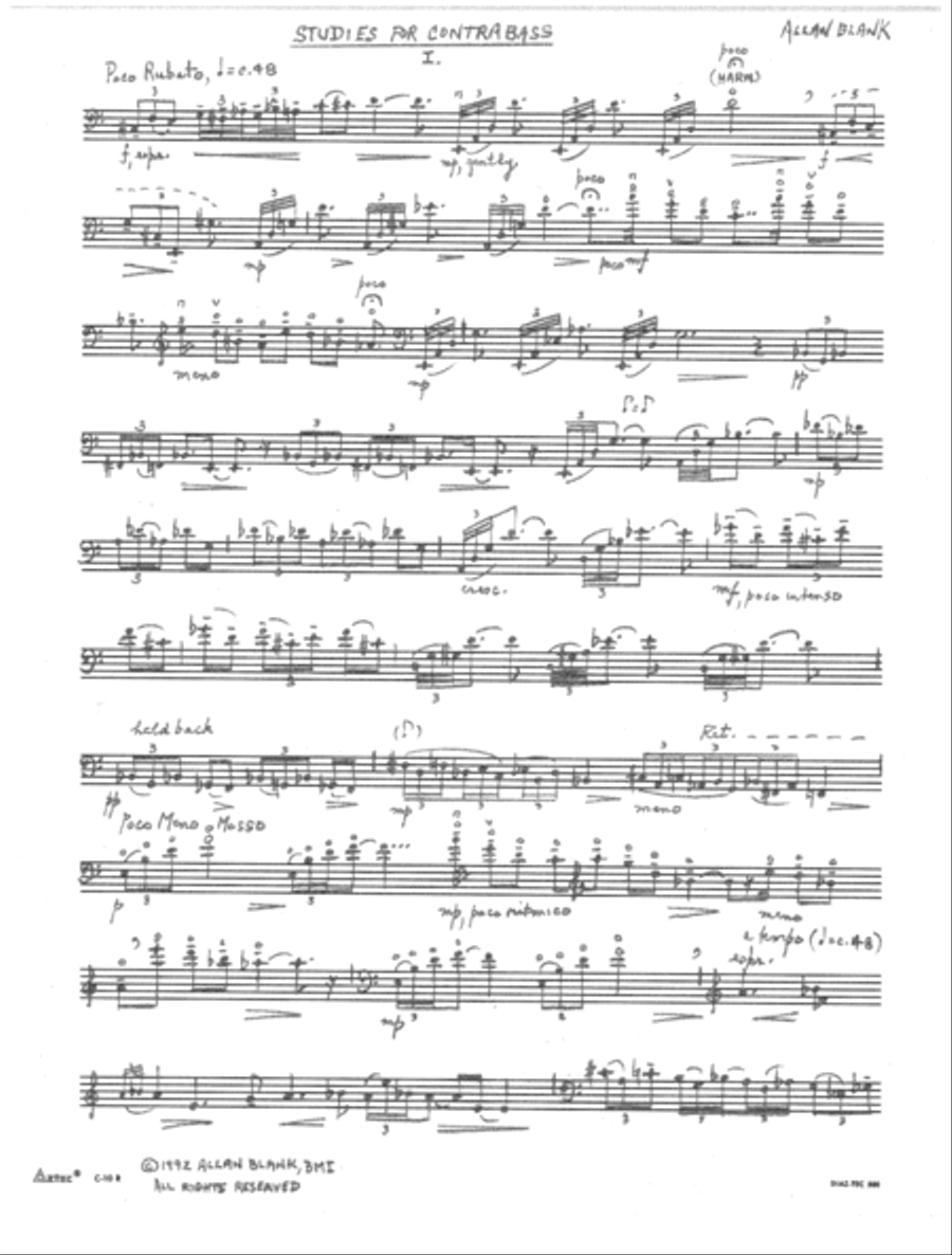 [Blank] Four Studies for Contrabass Double Bass scores gallery preview page 4