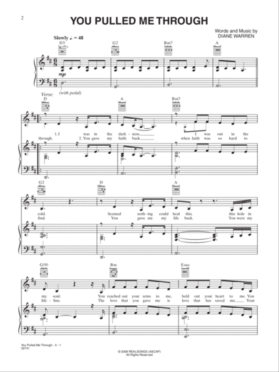 You Pulled Me Through You Pulled Me Through Piano, Vocal, Guitar scores gallery preview page 1
