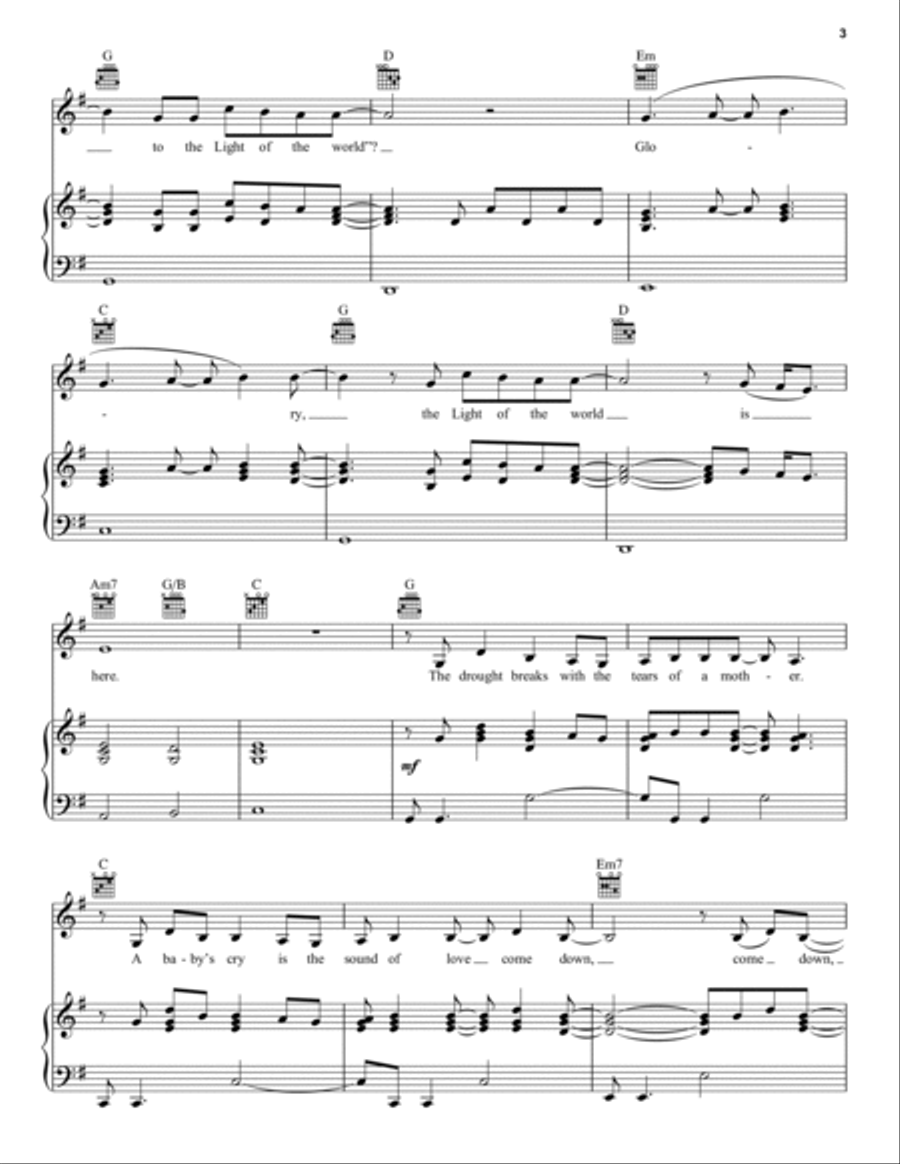 Light Of The World Piano, Vocal, Guitar scores gallery preview page 3