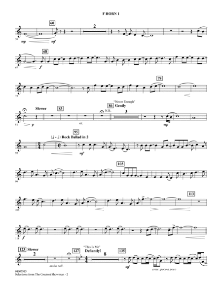 Selections from The Greatest Showman (arr. Paul Murtha) - F Horn 1