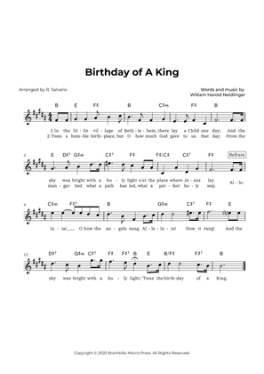 Birthday of A King (Key of B Major)