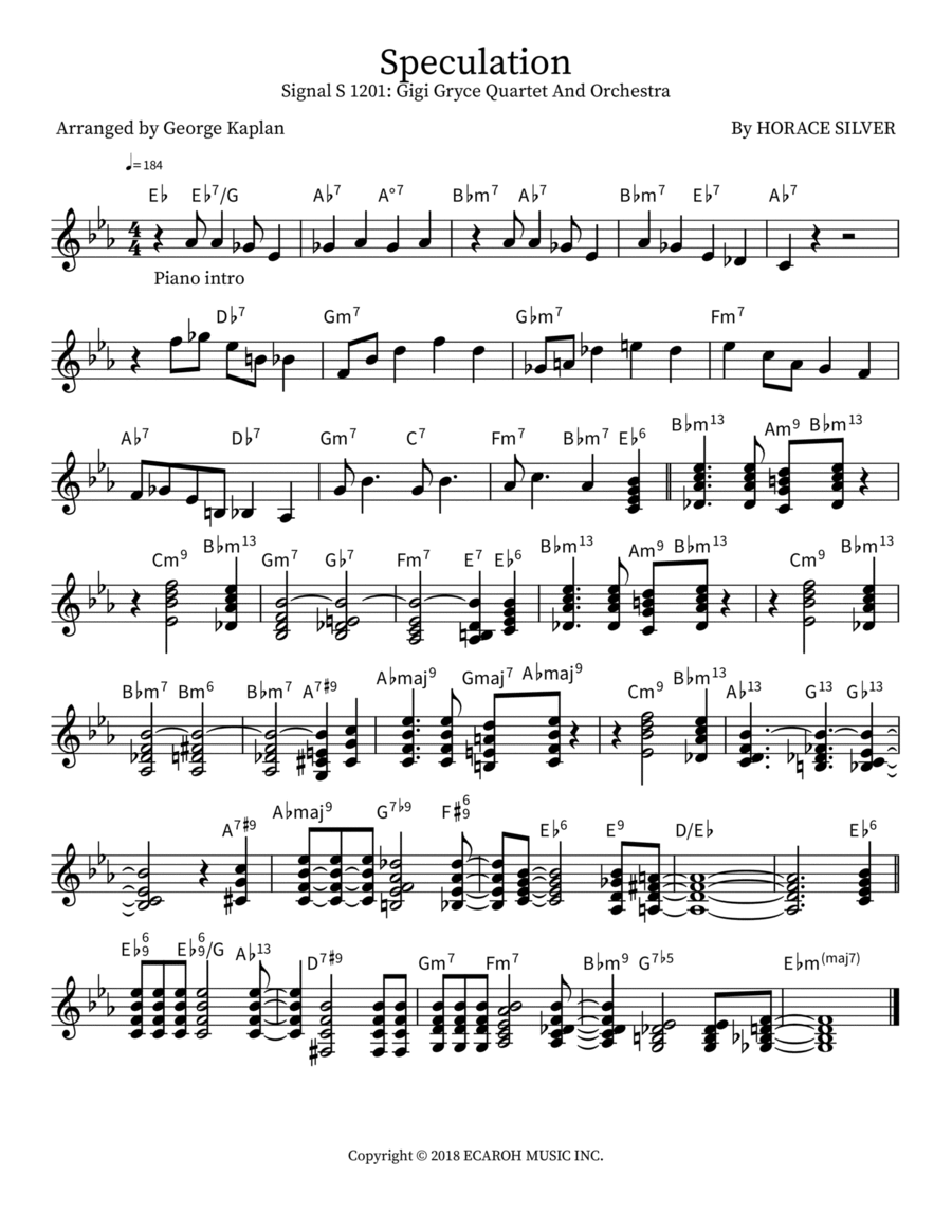 Speculation Piano scores gallery preview page 1