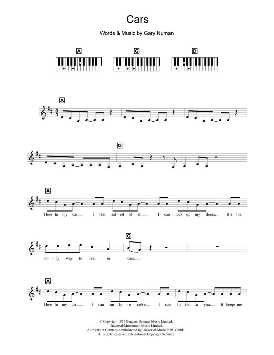 Cars Piano scores gallery preview page 1