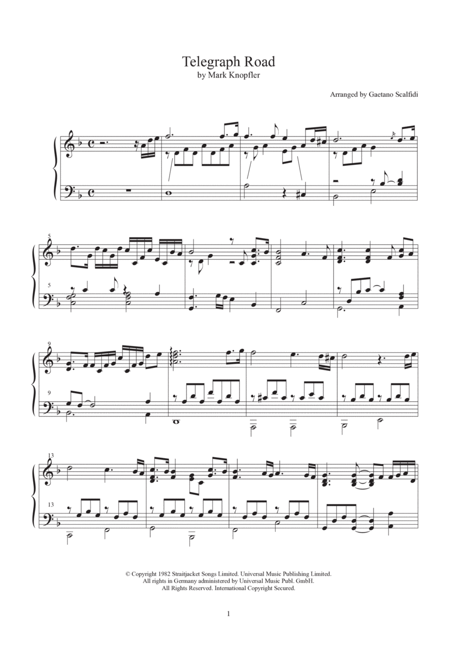 Telegraph Road Piano Solo scores gallery preview page 1