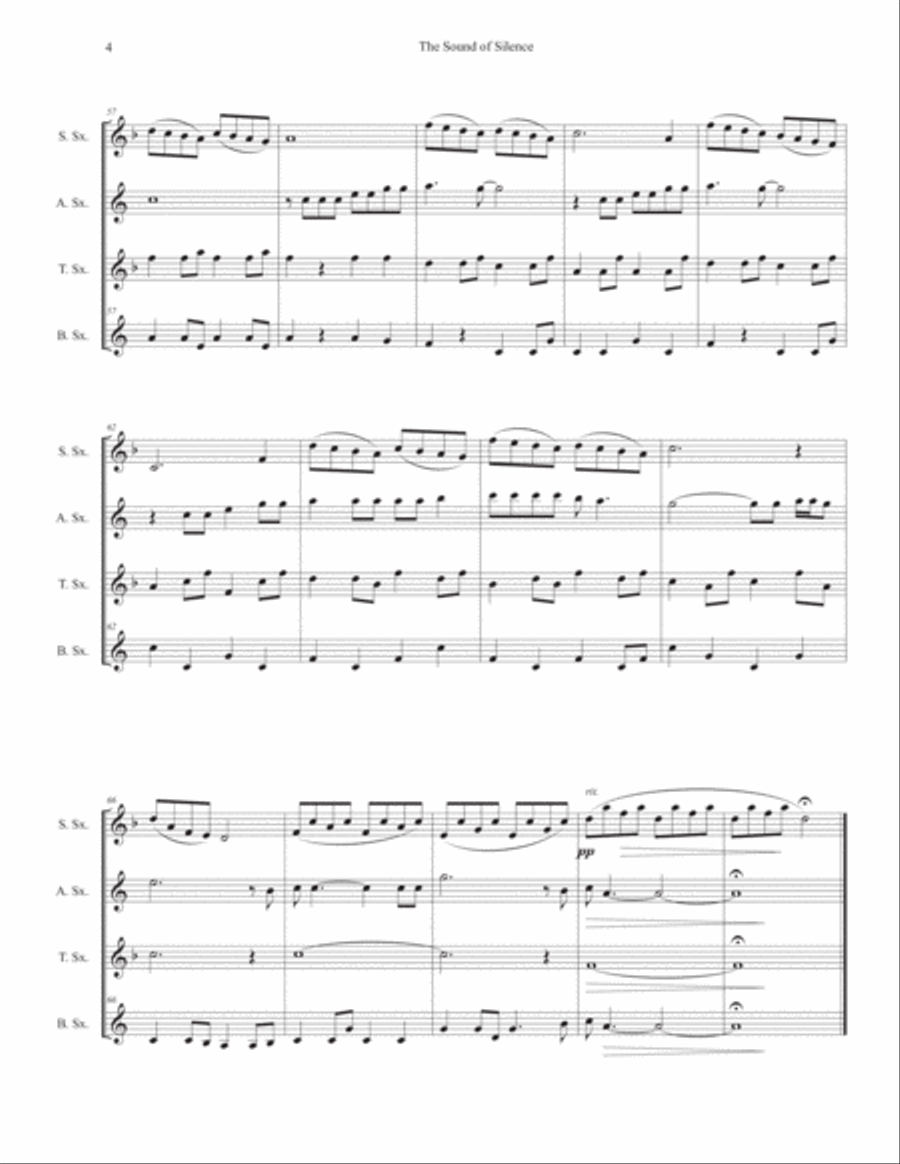 The Sound Of Silence Woodwind Quartet scores gallery preview page 4
