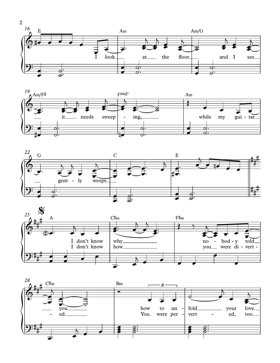 While My Guitar Gently Weeps Piano, Vocal scores gallery preview page 2
