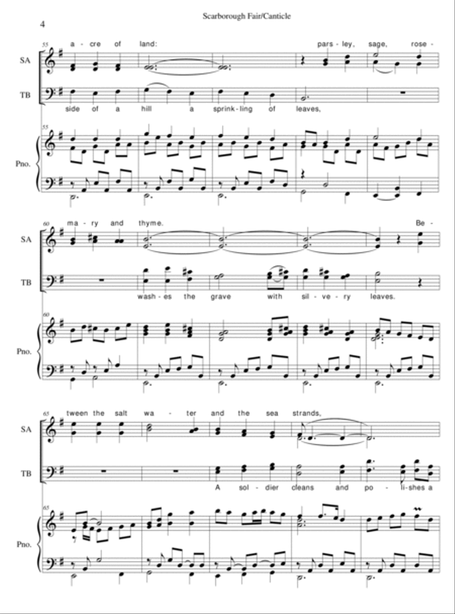 Scarborough Fair/canticle 4-Part scores gallery preview page 4