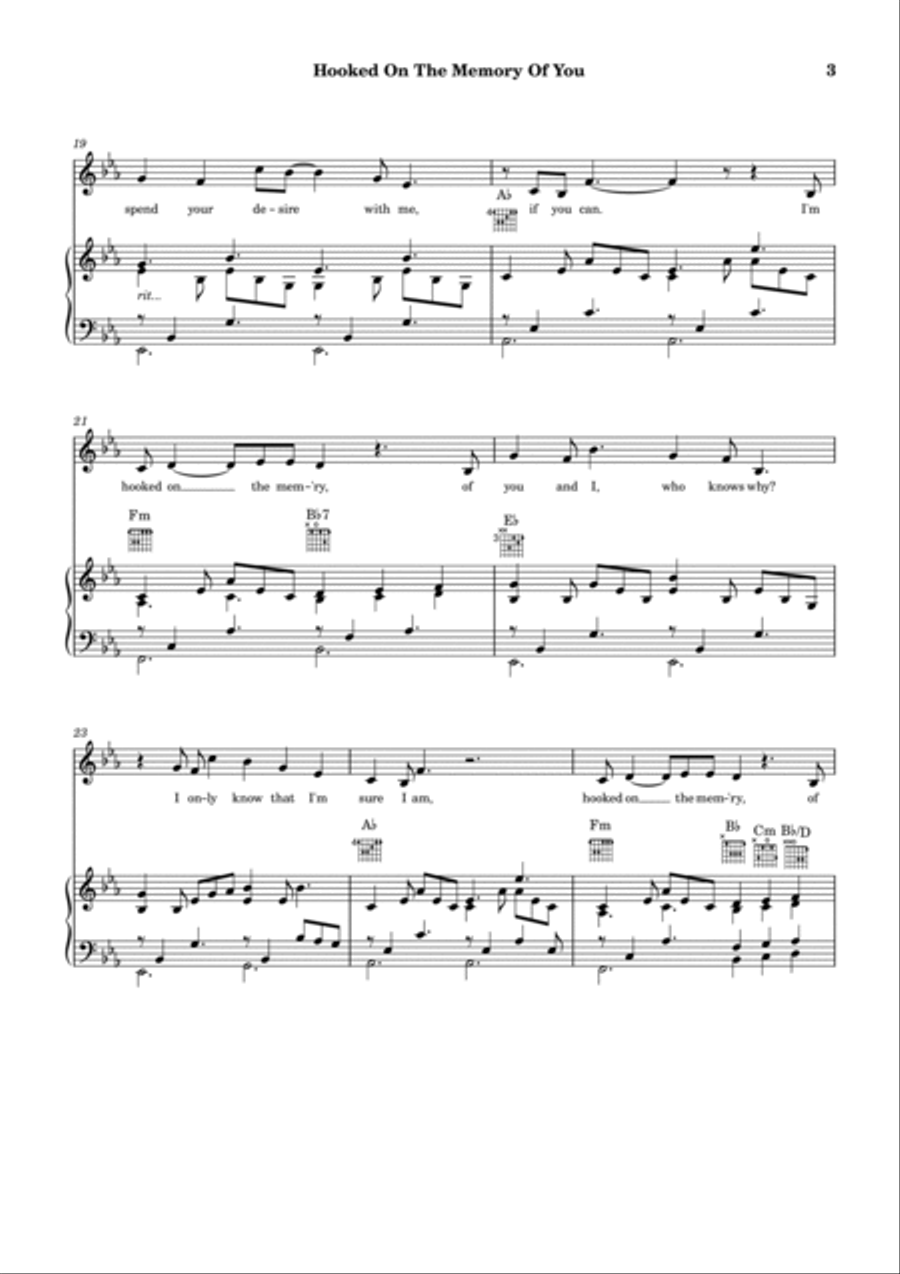Hooked On The Memory Of You Piano, Vocal, Guitar scores gallery preview page 4