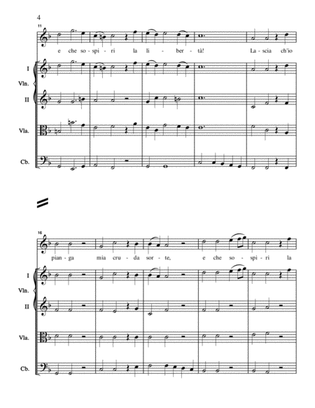Handel - Lascia Ch'io Pianga from Act II of Rinaldo - Score and Orchestral Parts