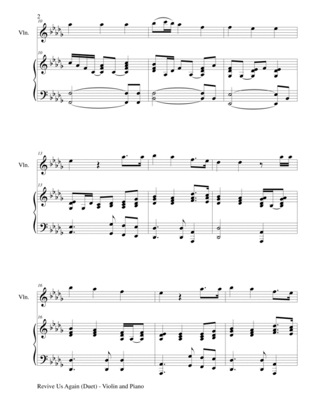 REVIVE US AGAIN (Duet – Violin and Piano/Score and Parts) image number null