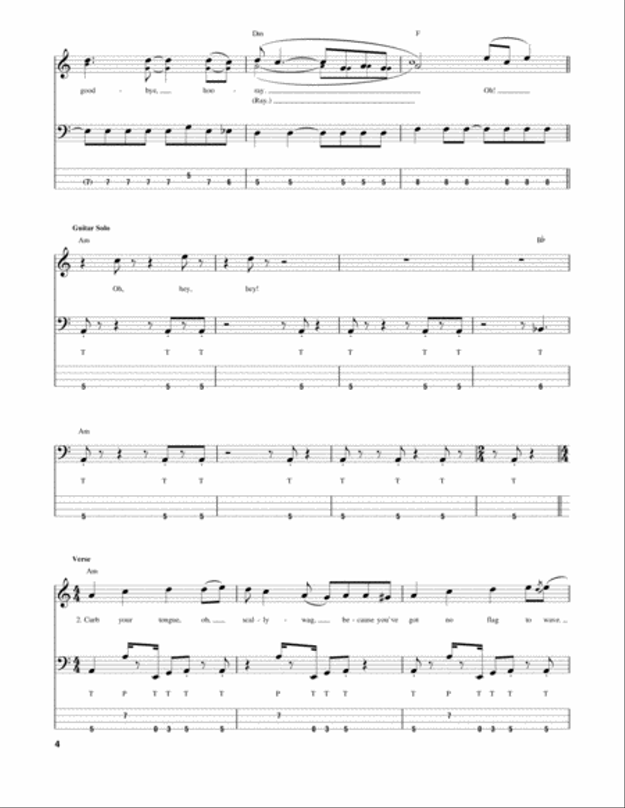 Goodbye Hooray Bass Guitar Tablature scores gallery preview page 4