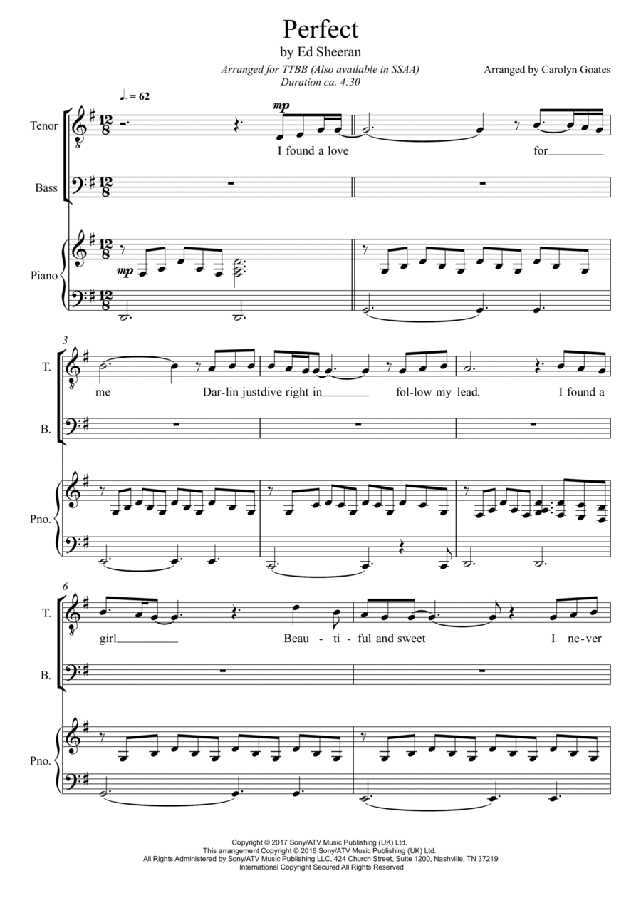 Perfect Perfect TTBB scores gallery preview page 1