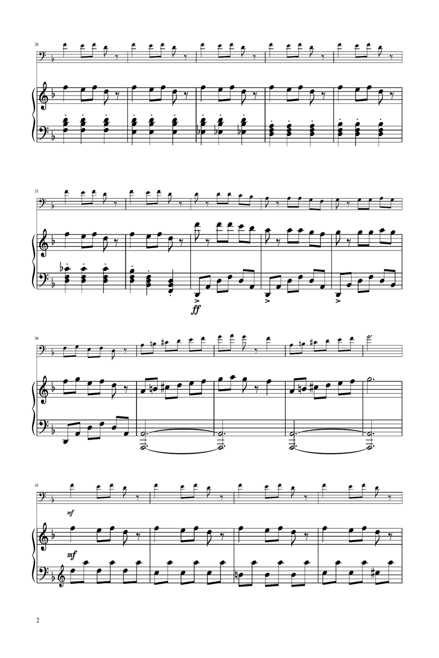 Carol of The Bells - Trombone Solo w/ Piano Piano scores gallery preview page 2