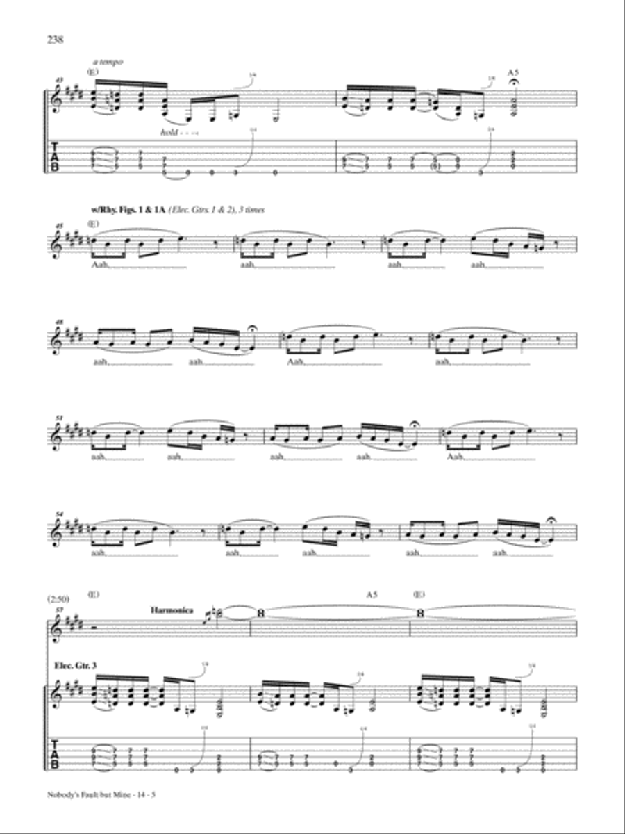 Nobody's Fault But Mine Guitar Tablature scores gallery preview page 5