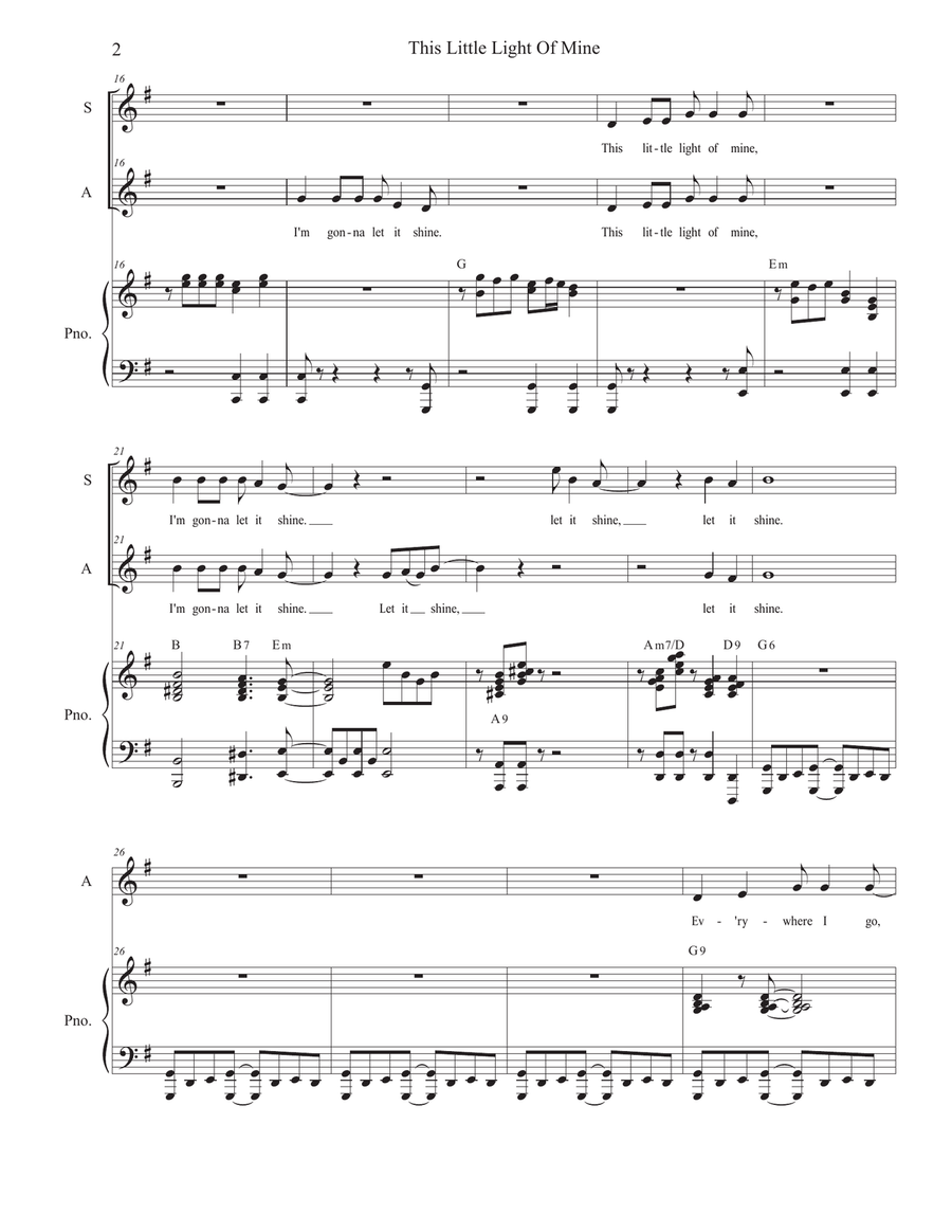 This Little Light Of Mine (Duet for Soprano and Alto solo) Alto Voice scores gallery preview page 2