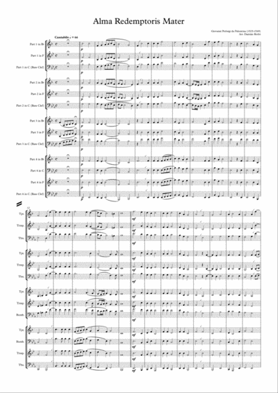 Alma Redemptoris Mater Brass Ensemble scores gallery preview page 1