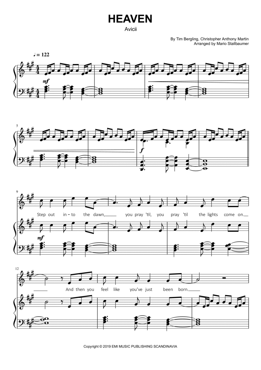 Avicii - Heaven Voice scores gallery preview page 1