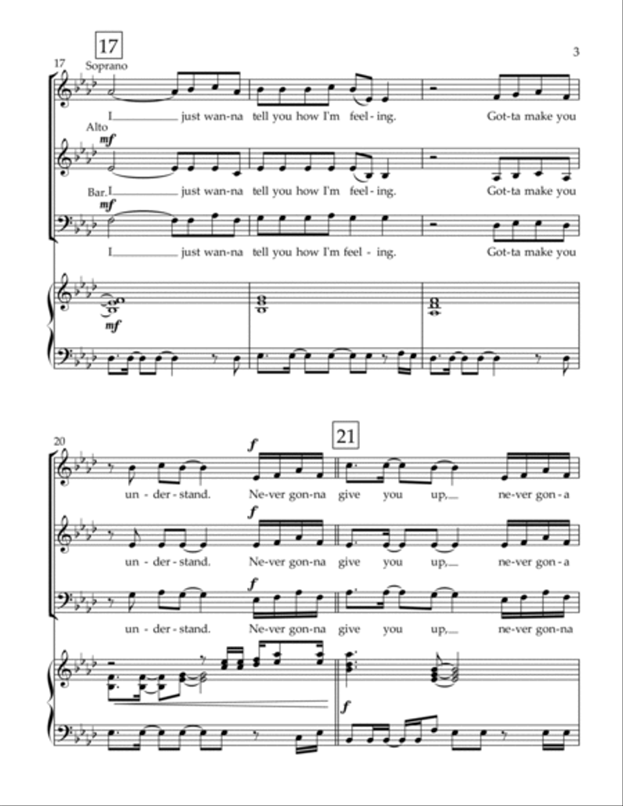 Never Gonna Give You Up 3-Part scores gallery preview page 3