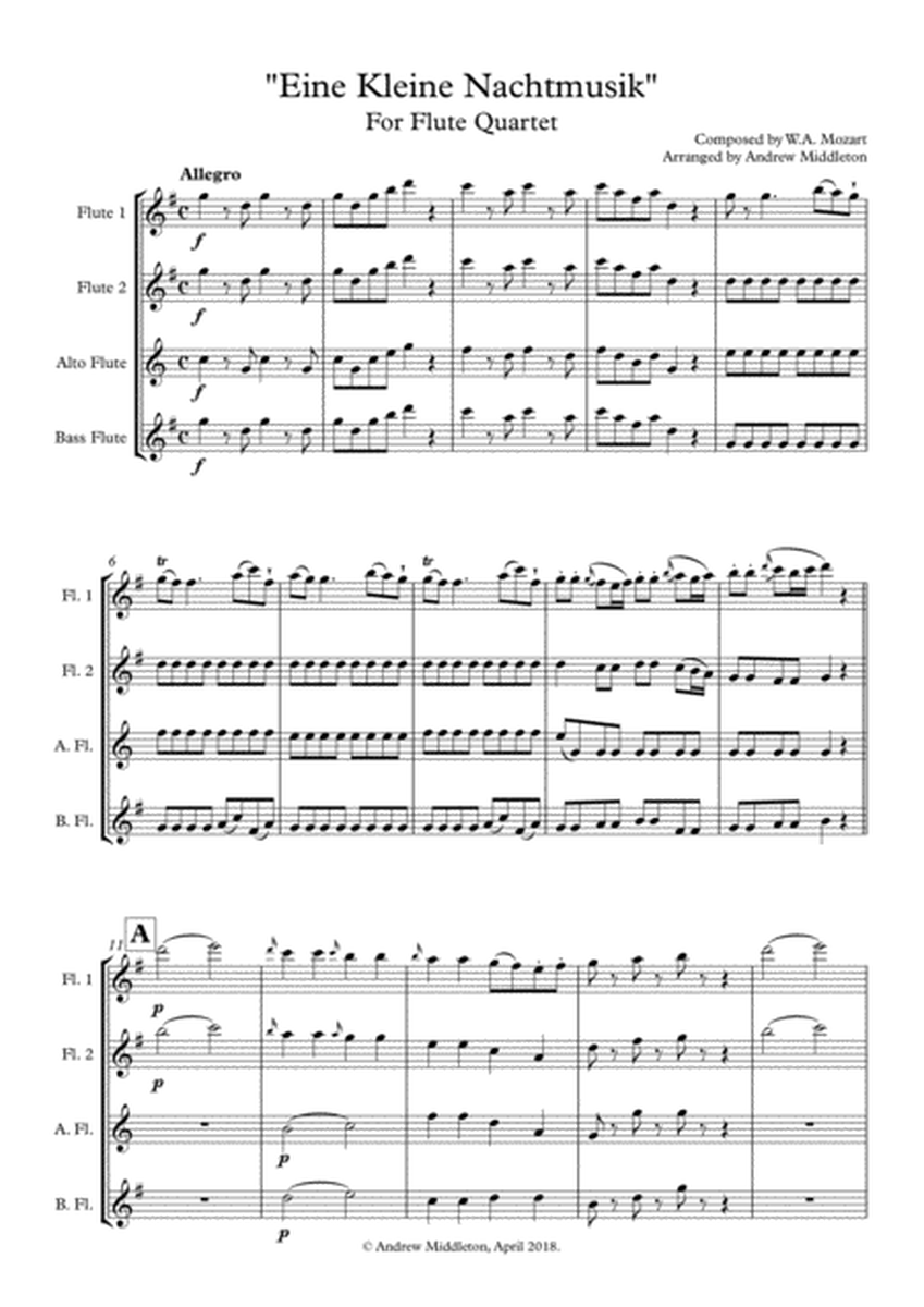 "Allegro" from Eine Kleine Nachtmusik arranged for Flute Quartet image number null
